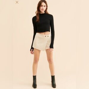 Free People faux suede Emmy skort, ivory, size 8